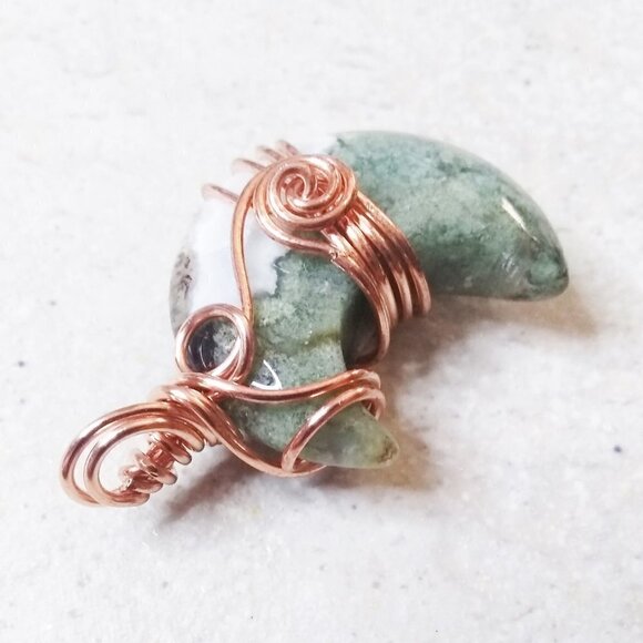 OOAK Mind Blowing Moss Agate Moon Pendant - Amazing Color Matrix! Double Sided! - Picture 3 of 13